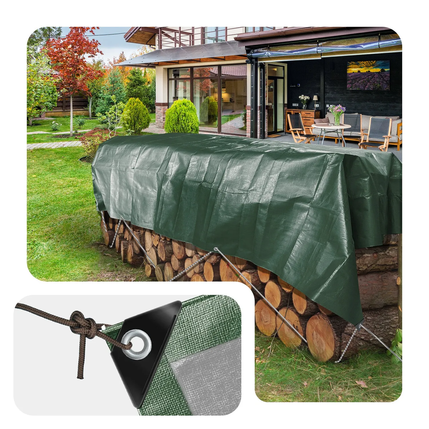 Vounot telone impermeabile 3x5 m verde argento 240 g