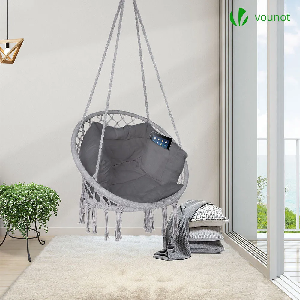 VOUNOT poltrona sospesa grigia cuscino kit acciaio
