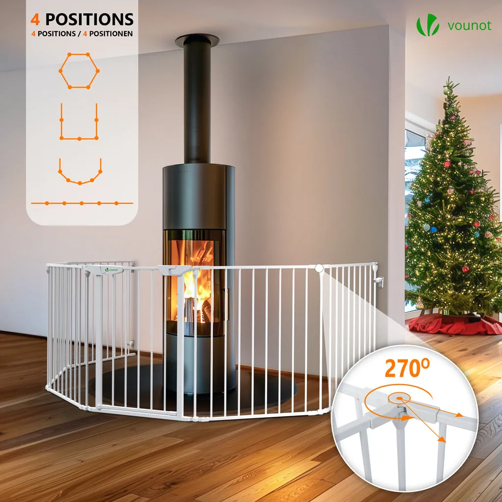 VOUNOT Barriera Sicurezza Camino 375cm 6 Pannelli Bianca