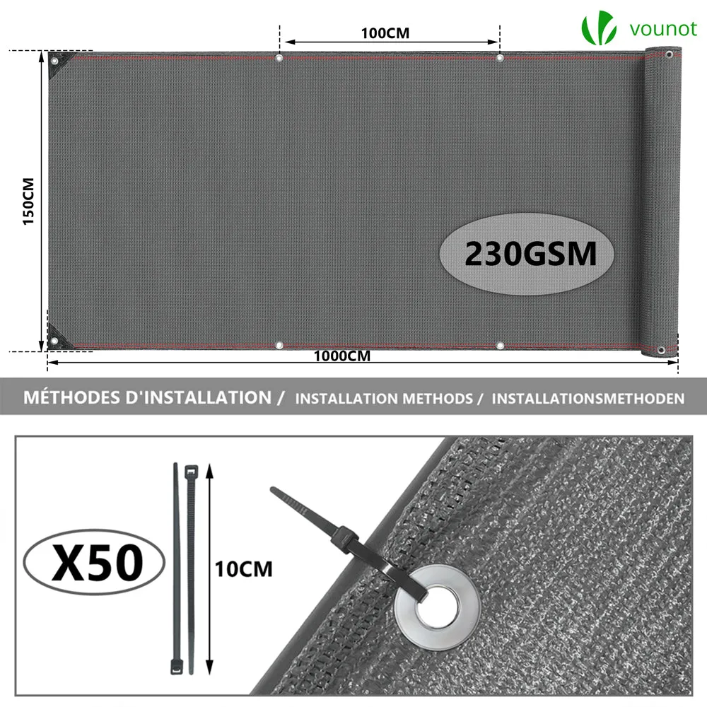 Vounot telo frangivista 1,5x10 m grigio occultante 95%
