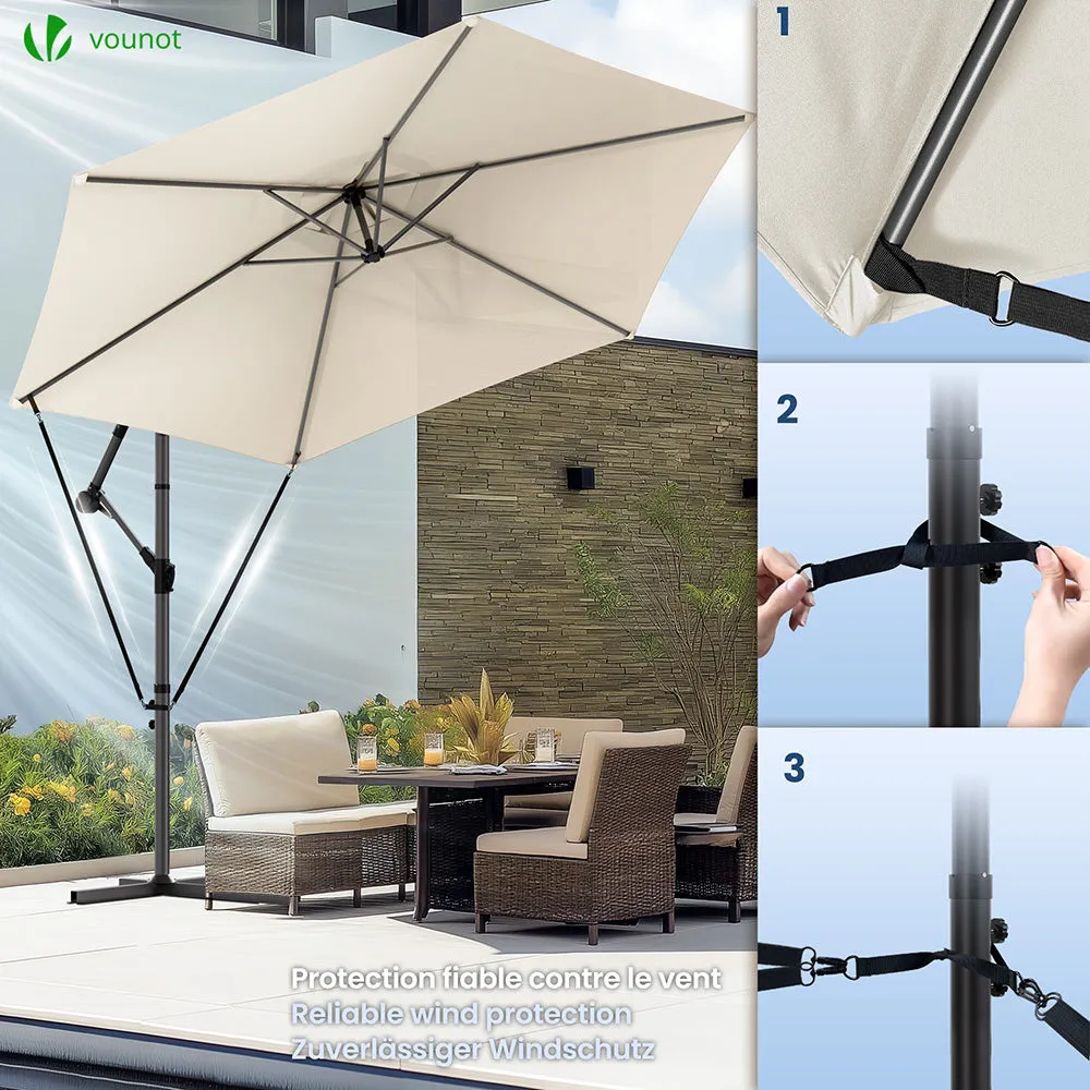 VOUNOT Ombrellone decentrato 3 m beige parasole anti-UV