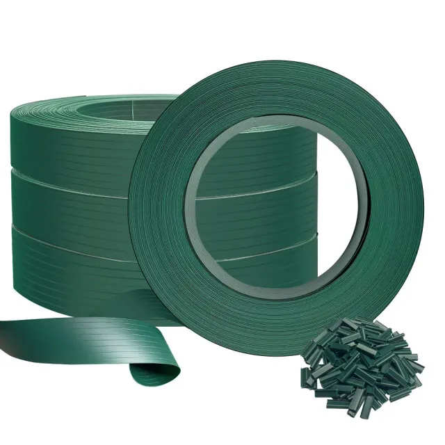 VOUNOT Kit listelli frangivista PVC 300m verde con clip