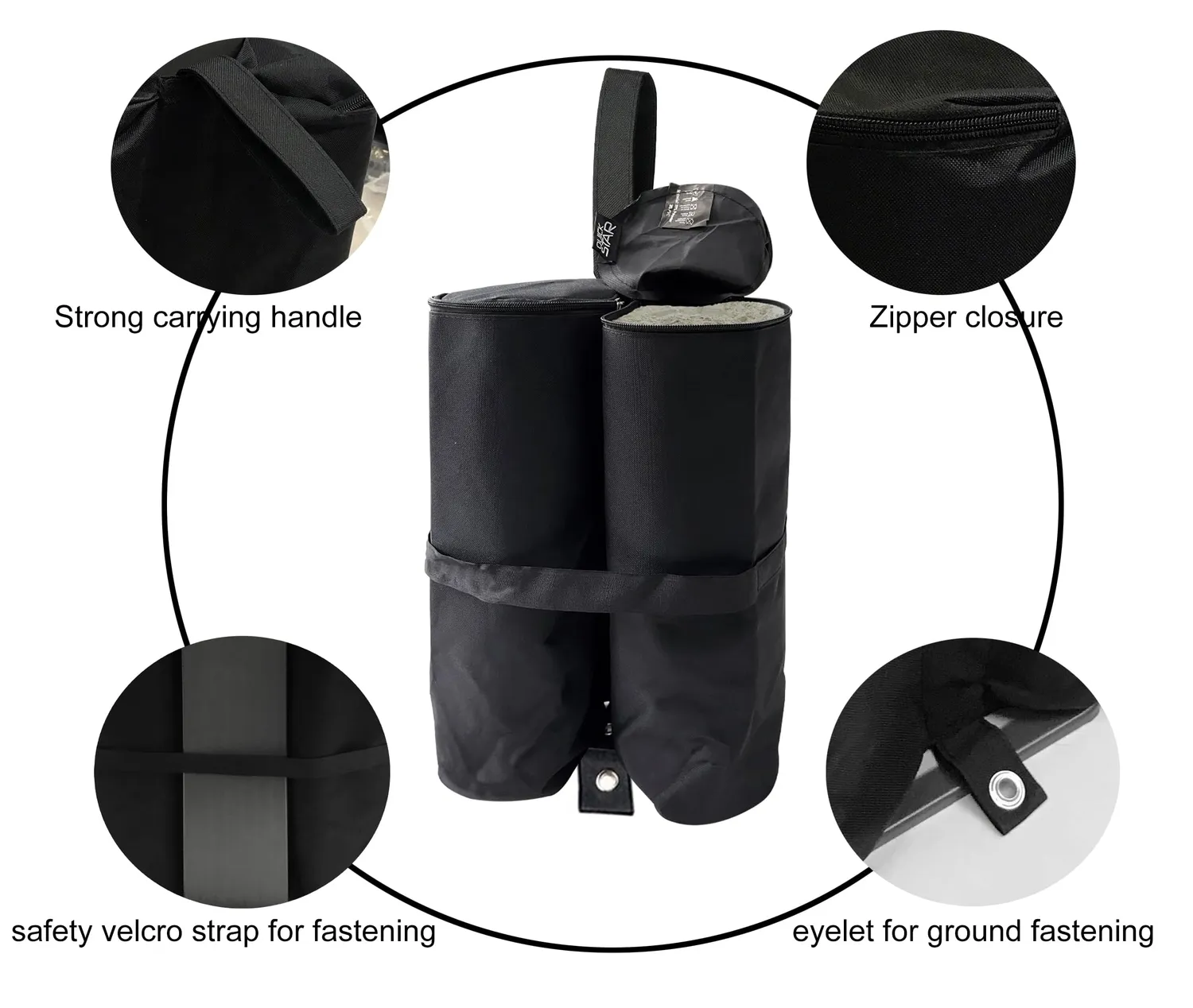 QUICK STAR Zavorre Gazebo 4 Sacchi Sabbia Neri 50 kg