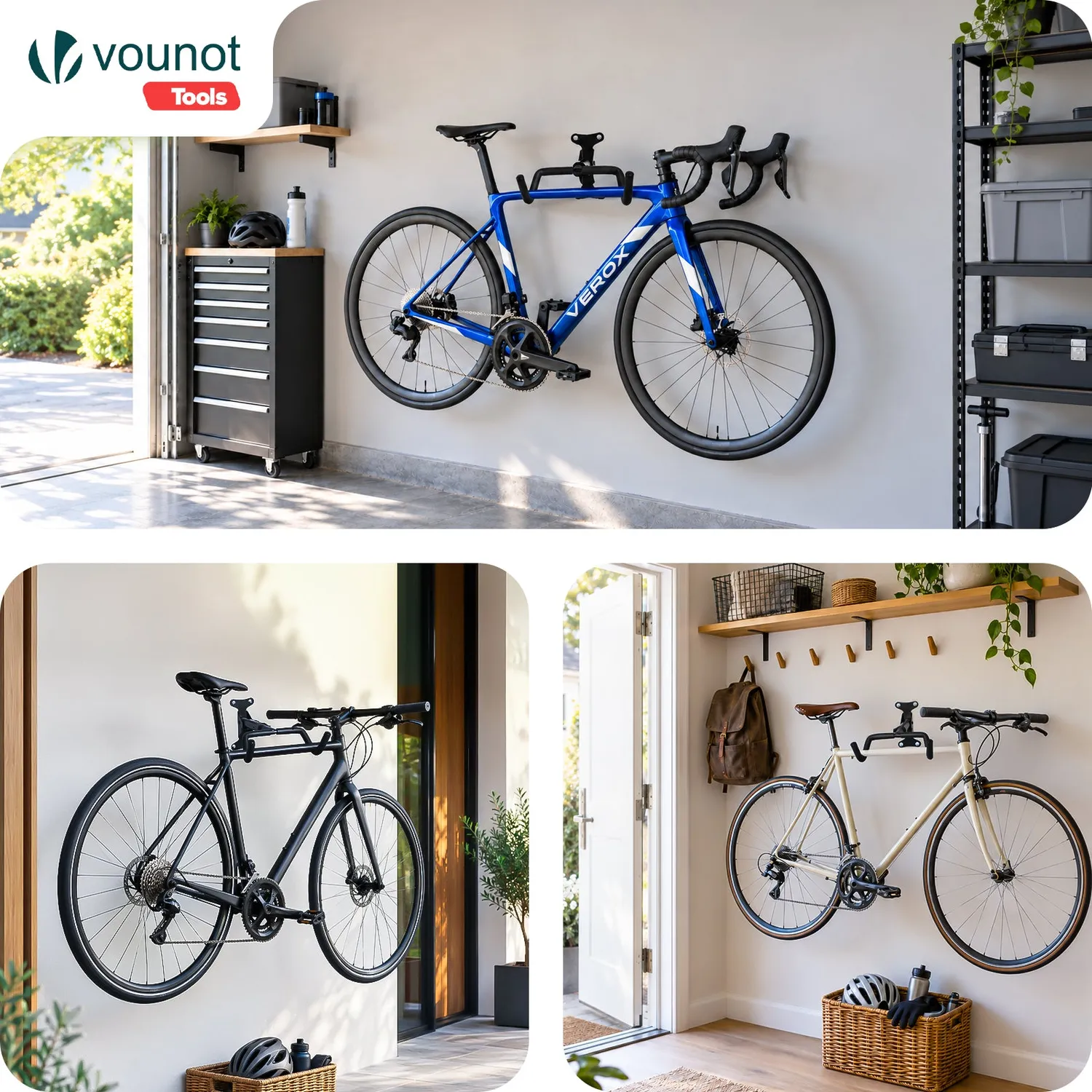 VOUNOT Portabici da Muro Pieghevole Regolabile Nero 2 Pezzi