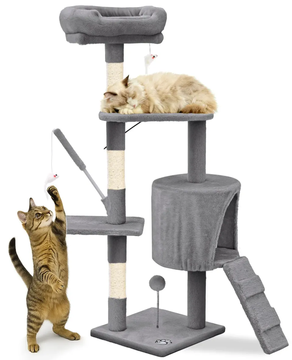 Vounot albero tiragraffi gatto 112 cm grigio 6 livelli