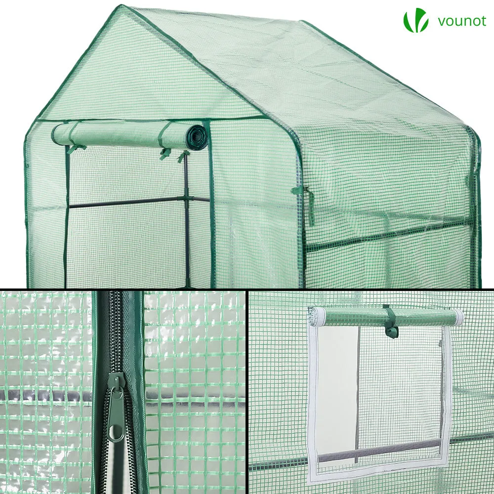 VOUNOT Serra giardino 143x73x195 verde con ripiani