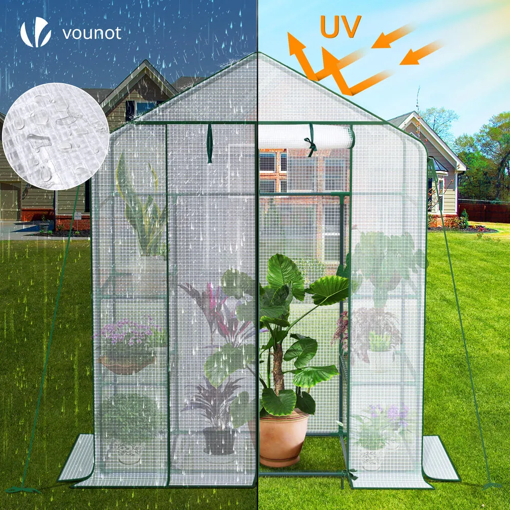 VOUNOT serra da giardino con ripiani 143x73x195cm bianca