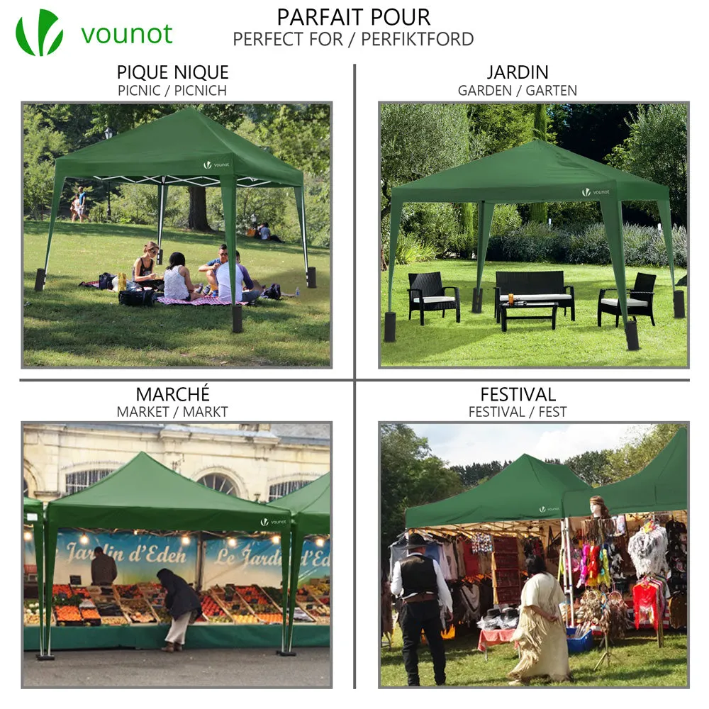 Vounot Gazebo Pieghevole 3x3m Verde con Borsa Impermeabile