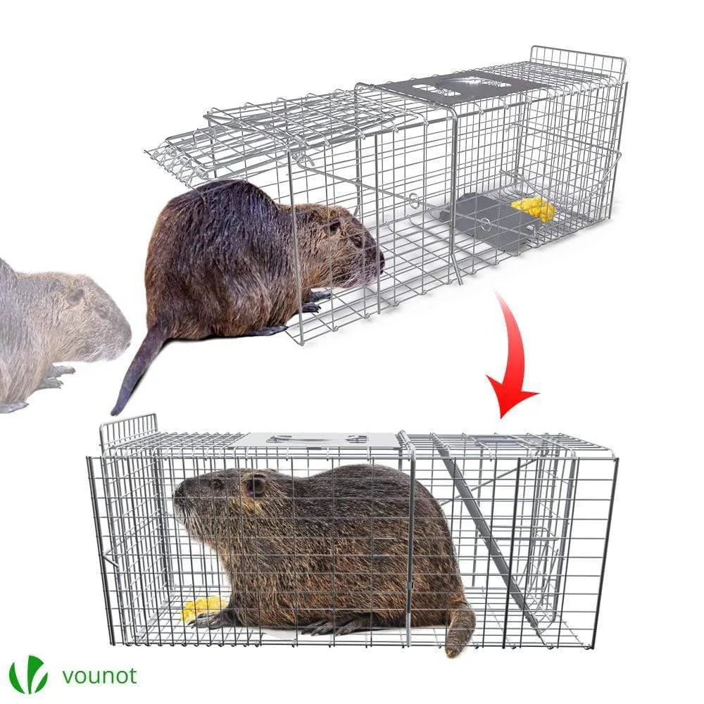VOUNOT Trappola Animali Vivi XL in Acciaio 65x23x30 cm
