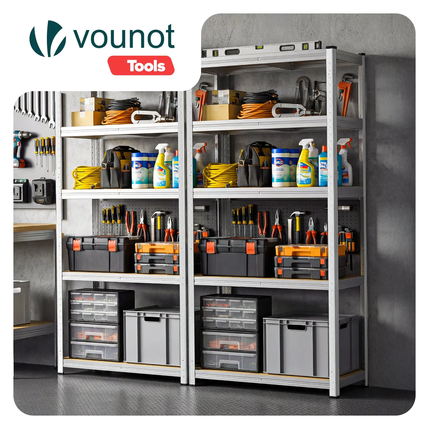 VOUNOT Scaffale metallo 5 ripiani 70x30x150cm 2 pezzi portata 175kg