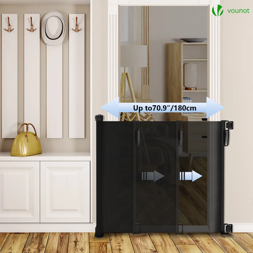 VOUNOT Barriera Retrattile 180cm Cancello Sicurezza Nero Bambini