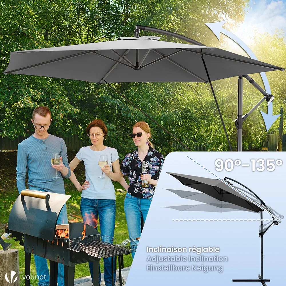 VOUNOT Ombrellone Decentrato 3M Grigio Anti-UV