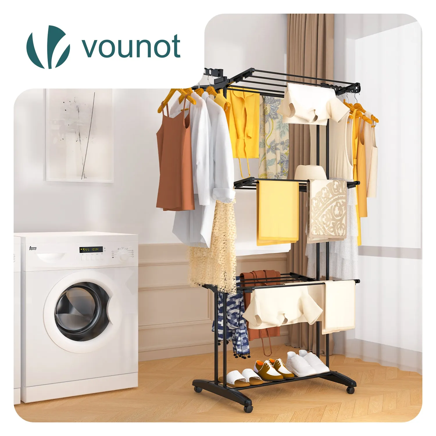 Vounot stendibiancheria verticale 4 livelli nero 35 kg