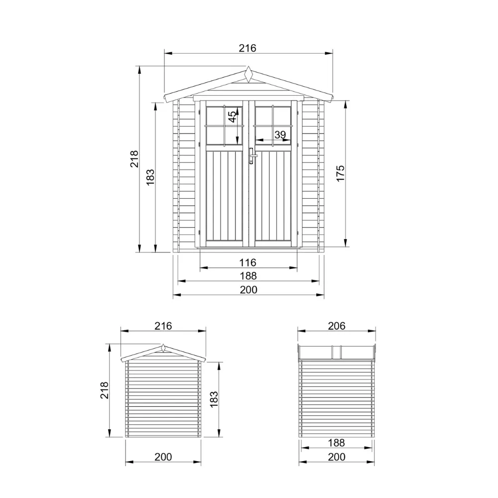 Timbela M343F Casetta Giardino Legno 200x200 con Finestre