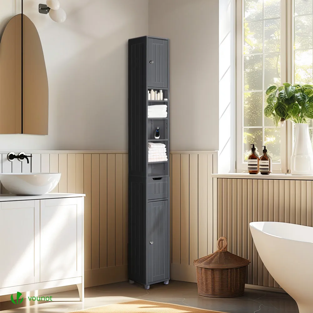 Vounot colonna bagno alta 180x20x20 cm nera 5 ripiani