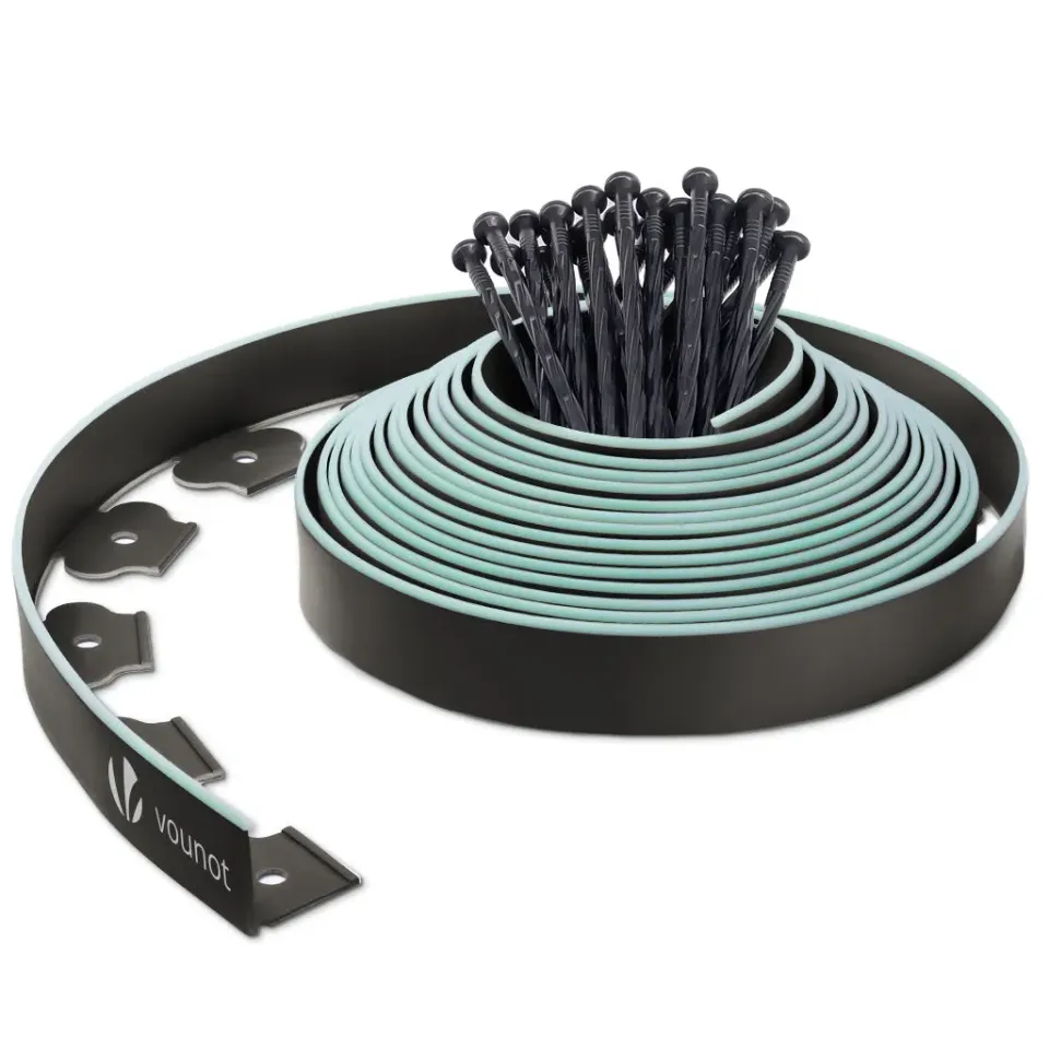 Vounot Bordura Giardino Flessibile 10m Nera con Picchetti