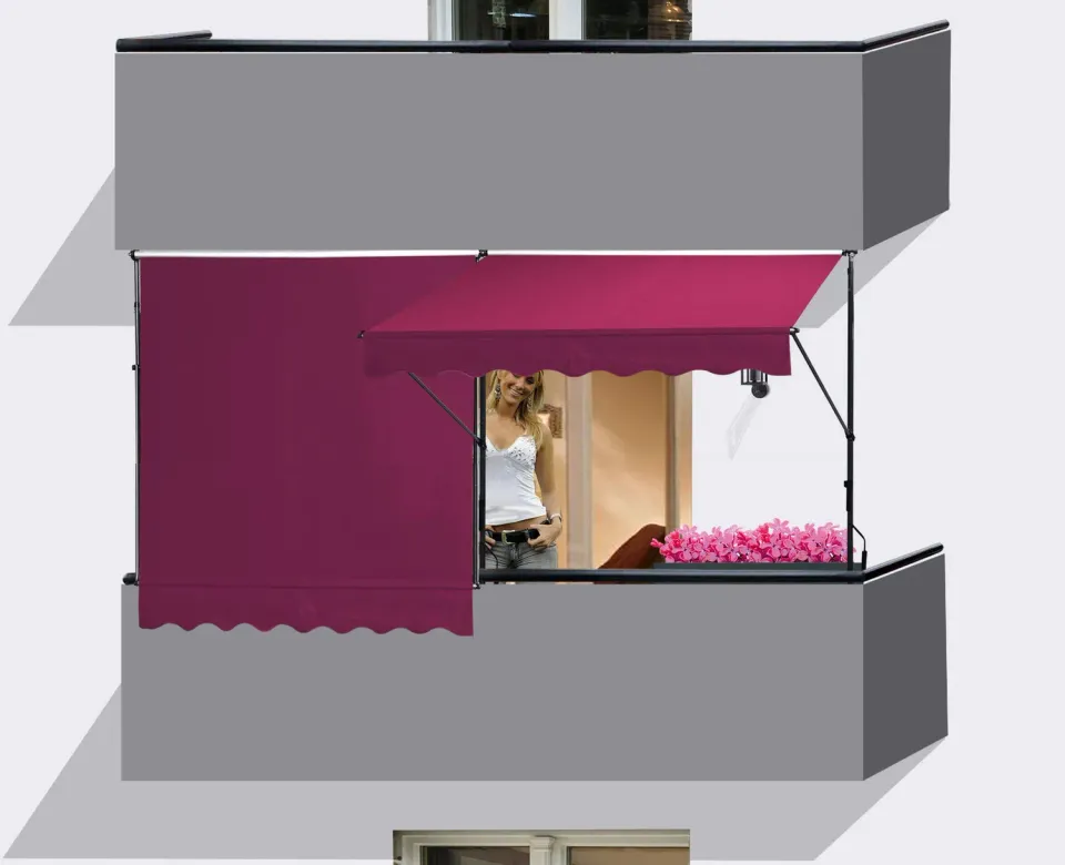 Quick Star tenda parasole balcone 250x130 bordeaux 2 pezzi senza fori