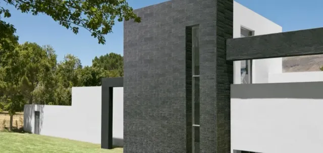 Progetto Esterno Riscado rivestimento in cemento rigato