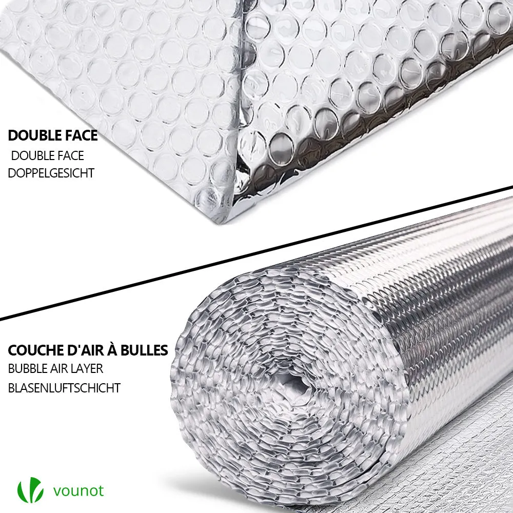 VOUNOT isolante termico a bolle 0,6x10 m alluminio