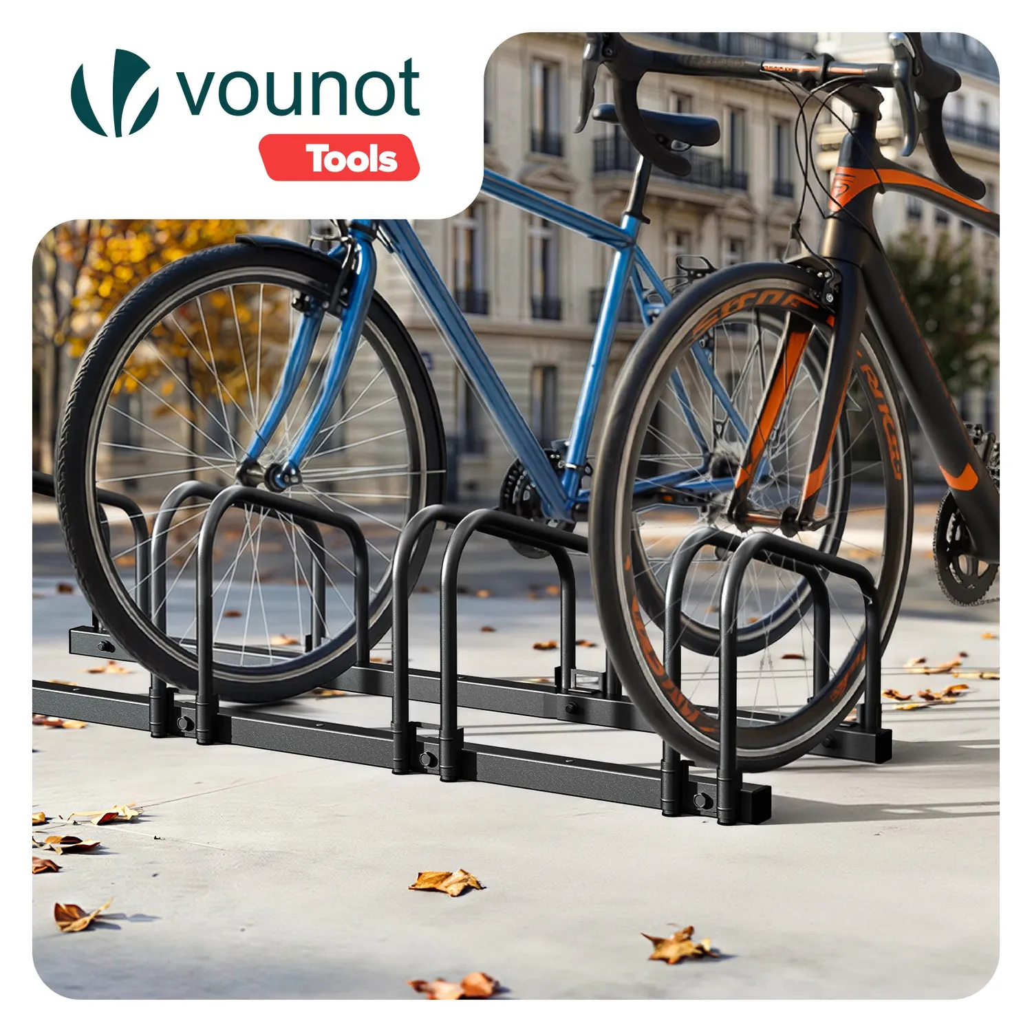 VOUNOT Rastrelliera Bici 4 Posti Nero da terra e muro