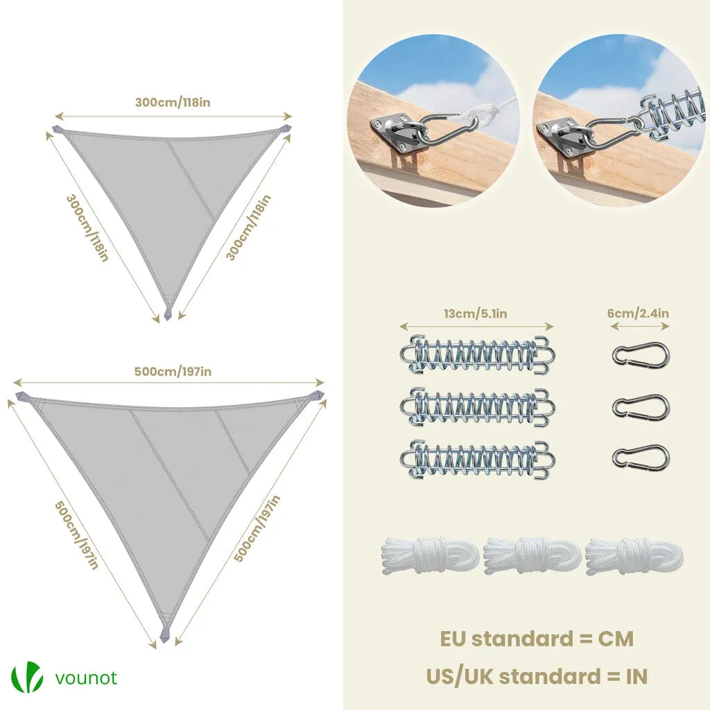Vounot vela ombreggiante triangolare 5x5x5 m grigio chiaro