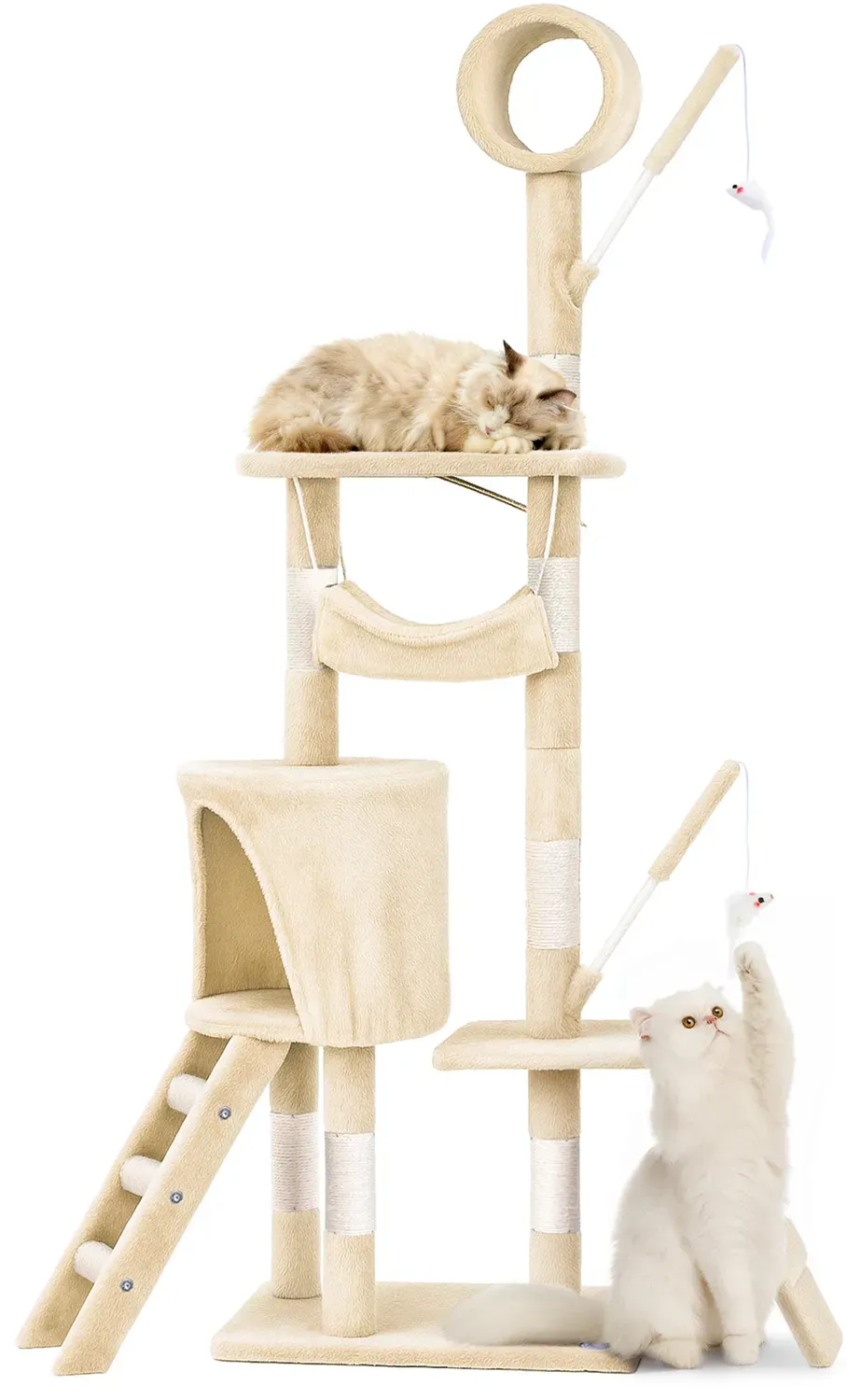 Vounot albero tiragraffi gatto 155 cm beige 8 livelli