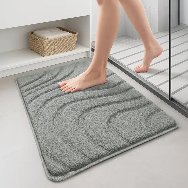 VOUNOT Set 2 tappeti bagno 50x80cm grigio antiscivolo