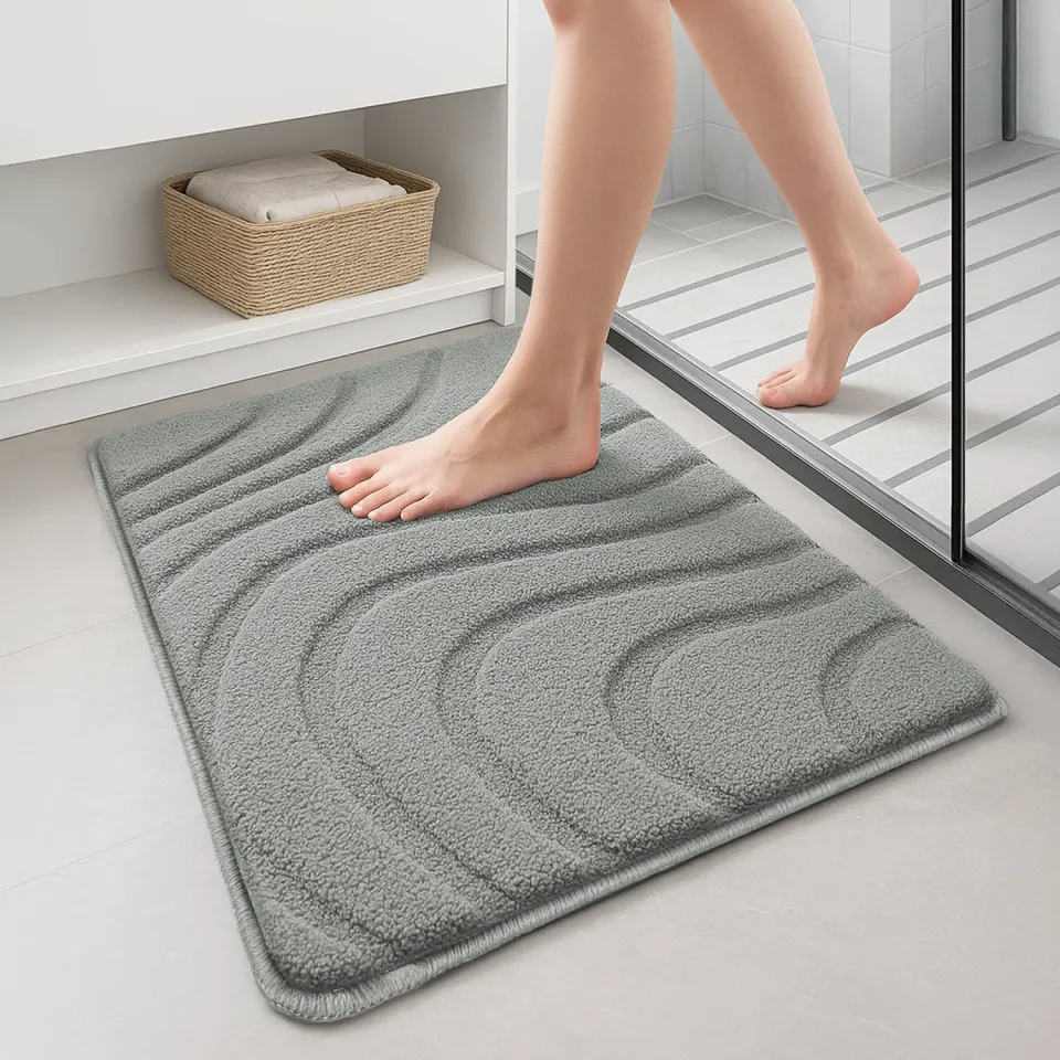 VOUNOT Tappeto Bagno Antiscivolo Grigio 50x80cm Microfibra
