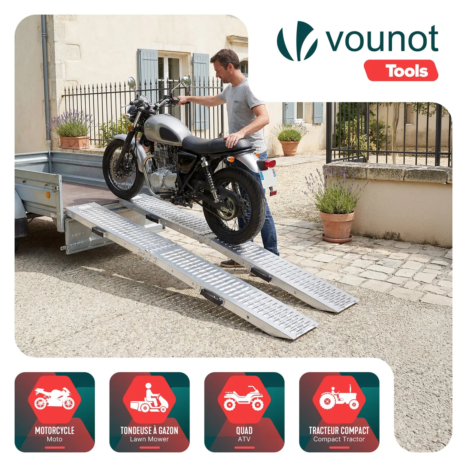 VOUNOT Rampe carico pieghevoli 160 cm acciaio 400 kg 2 pz
