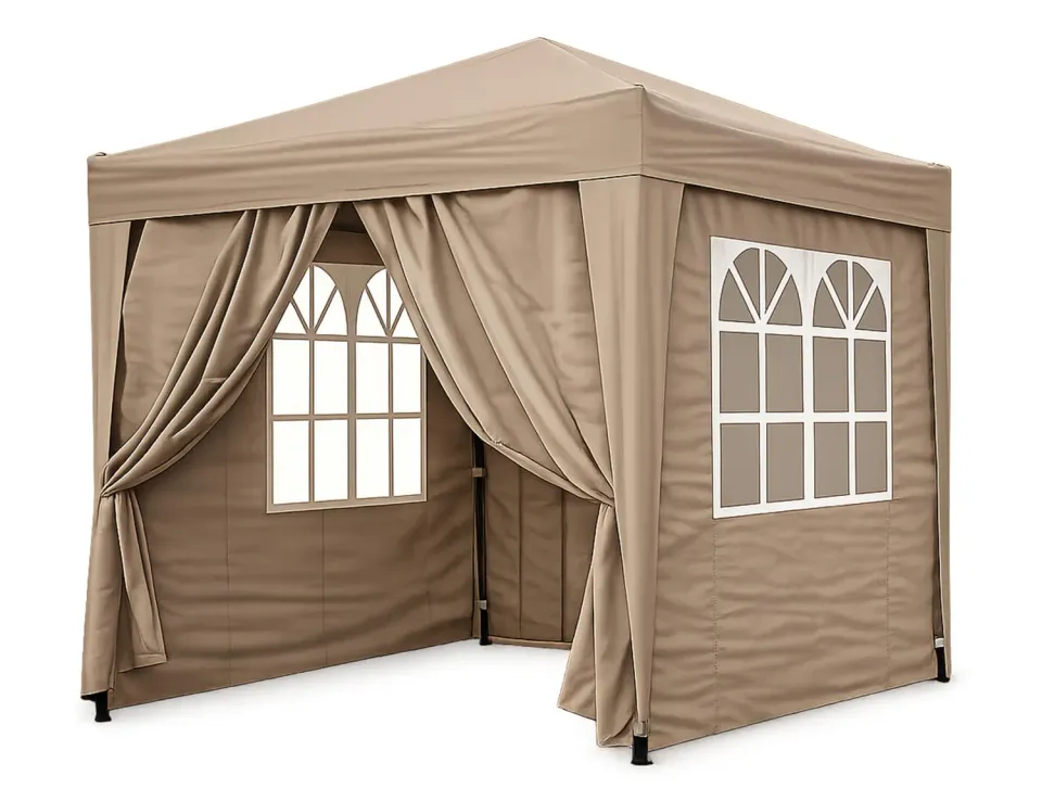 Quick Star 2x2 m Gazebo Pop-Up Beige con 4 Pareti