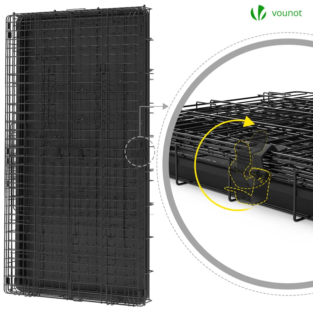 VOUNOT Gabbia cane metallo 122x75x81 cm 2 porte