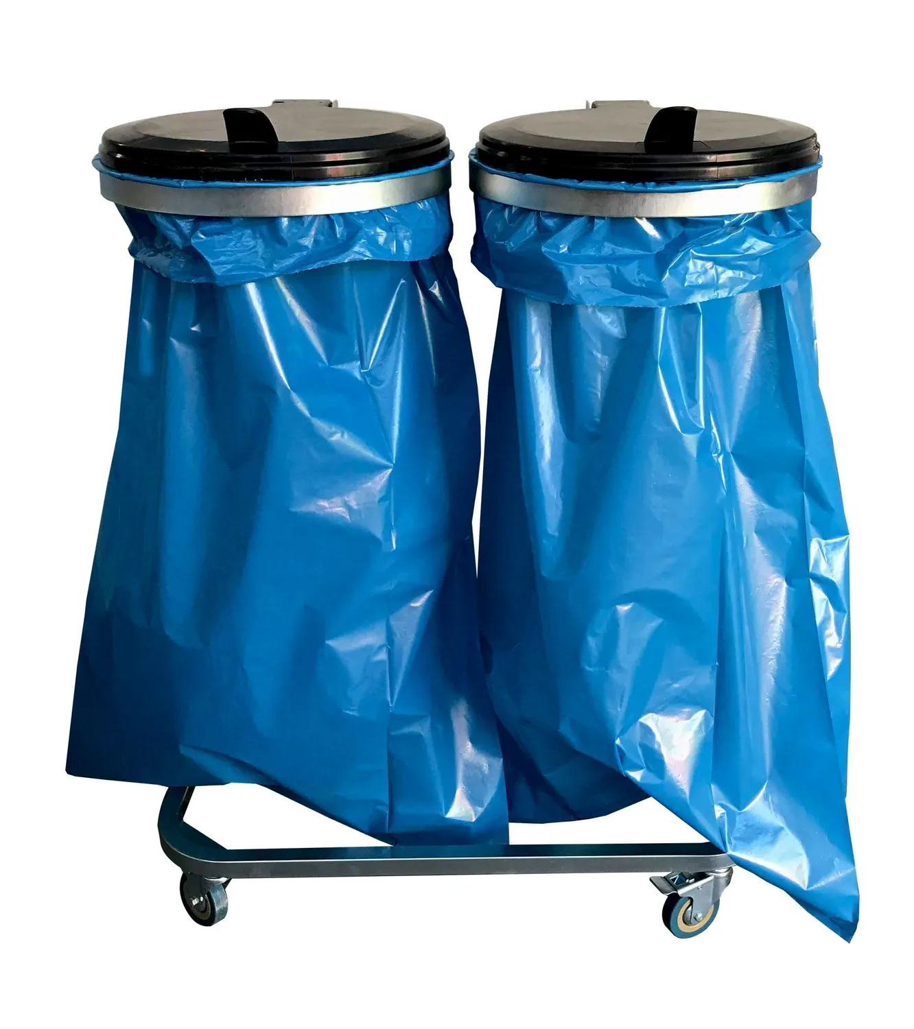 QUICK STAR Portasacco Doppio 120L Zincato con Ruote