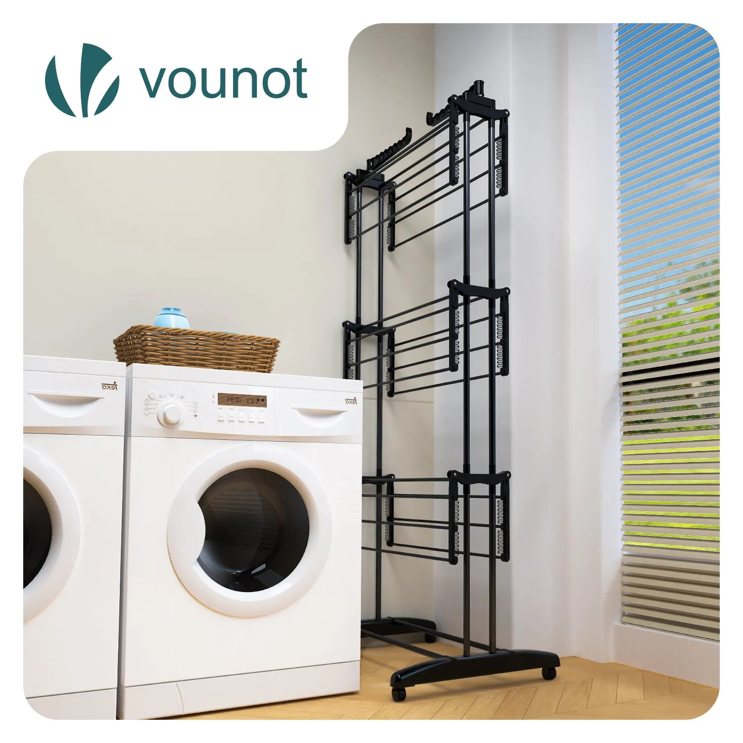 Vounot stendibiancheria verticale 4 livelli nero 35 kg