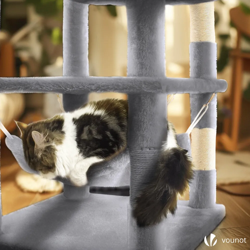 VOUNOT Albero Tiragraffi Gatto 5 Livelli 168 cm Grigio con Amaca