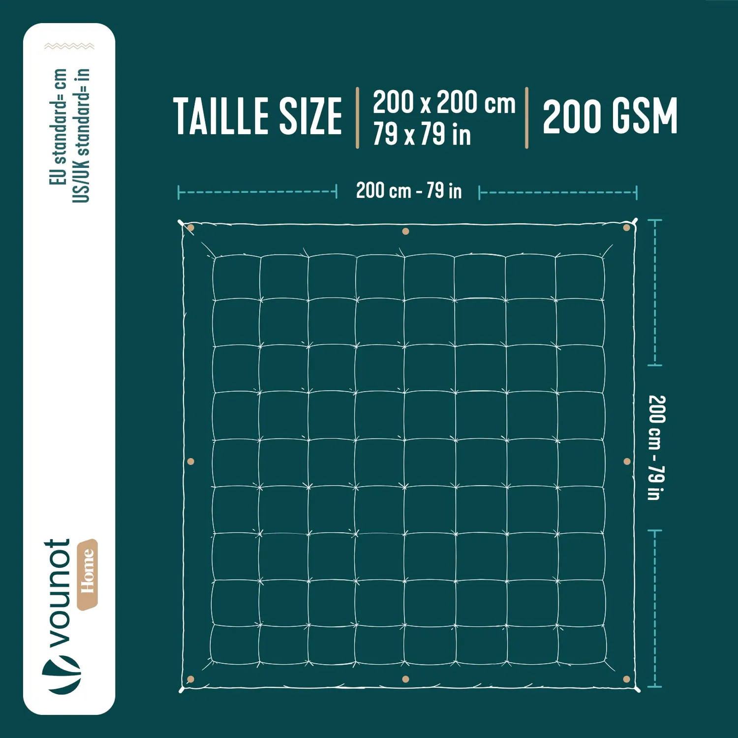 Vounot piumone leggero poliestere bianco 200x200 cm 200 g