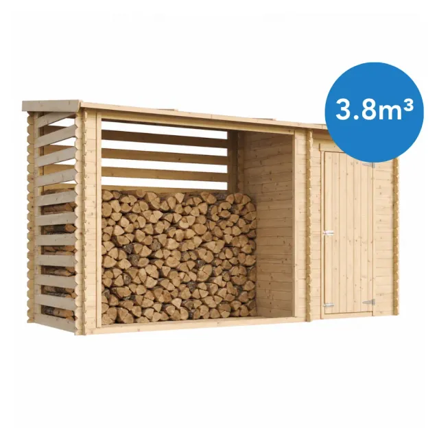 Timbela M205 legnaia in legno 344x130 cm 4 m2 con tetto bituminoso