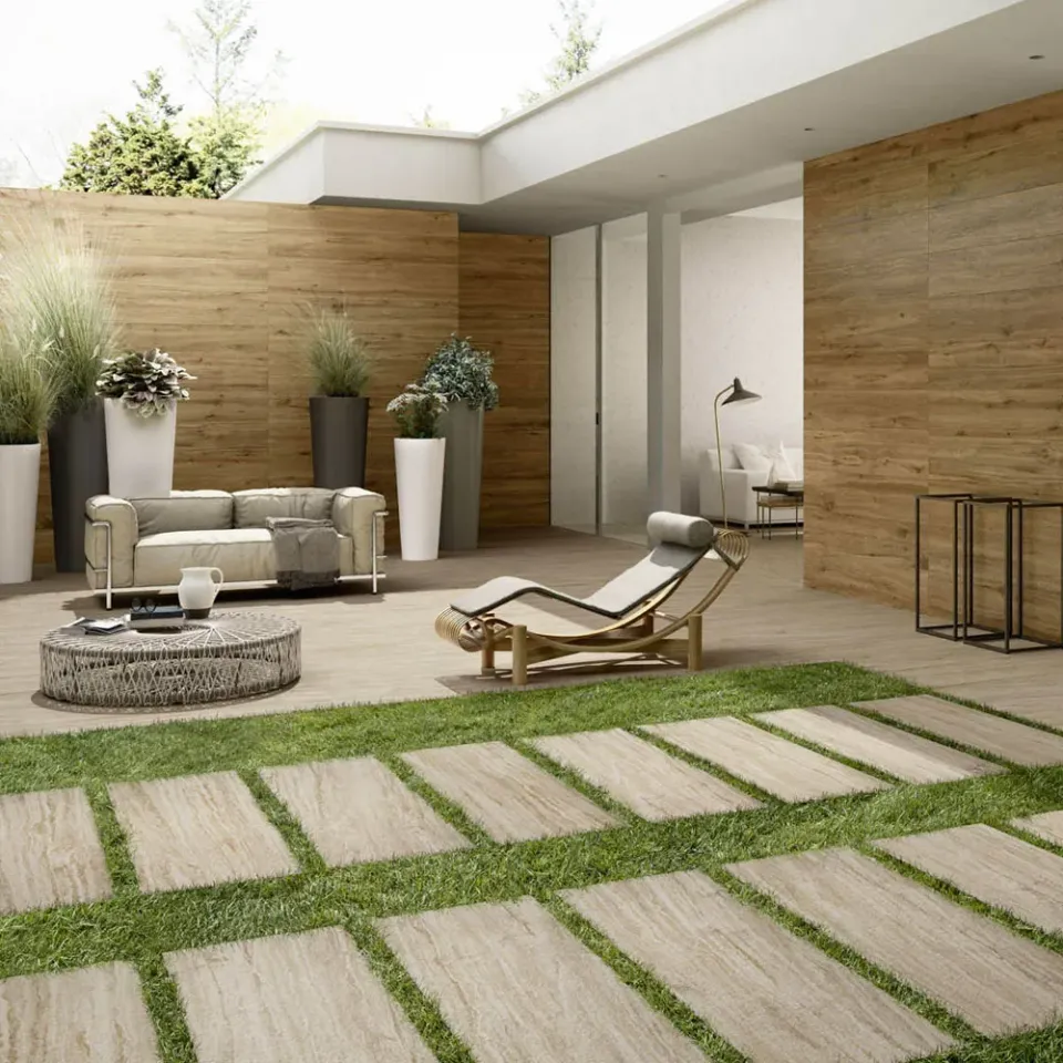 Progetto Esterno Allmarble 20 pavimento in gres effetto marmo
