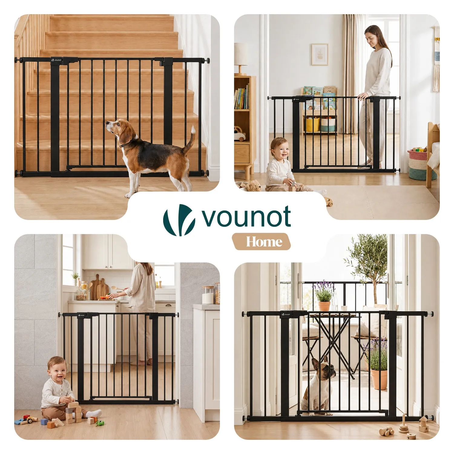 Vounot cancelletto sicurezza pressione metallo nero 103-110 cm