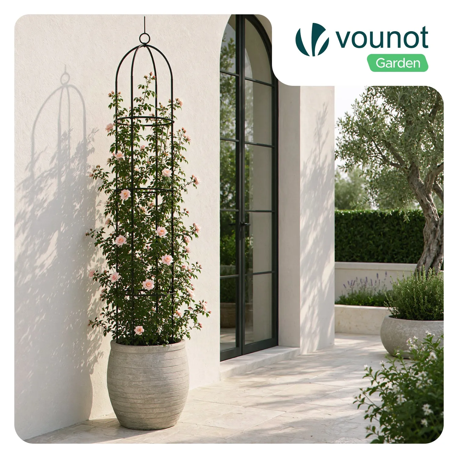 VOUNOT Obelisco Tutore Giardino 194 cm Nero 2 pezzi