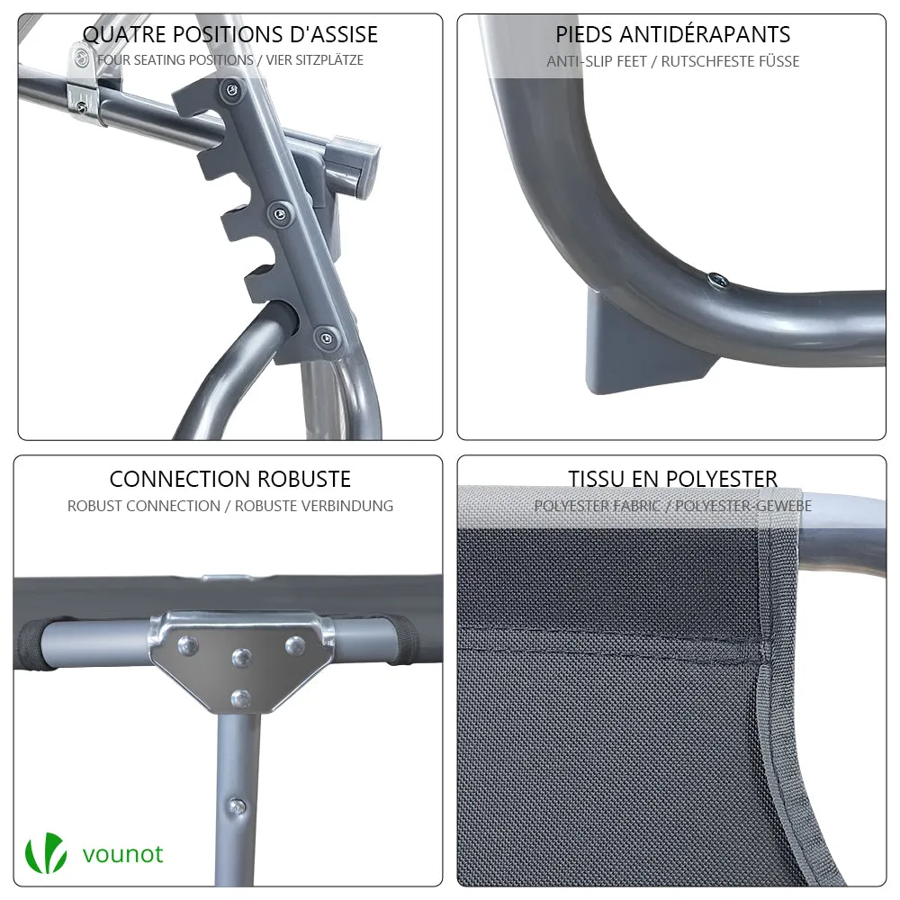 VOUNOT Set 2 Lettini Prendisole Pieghevoli Grigi con Parasole