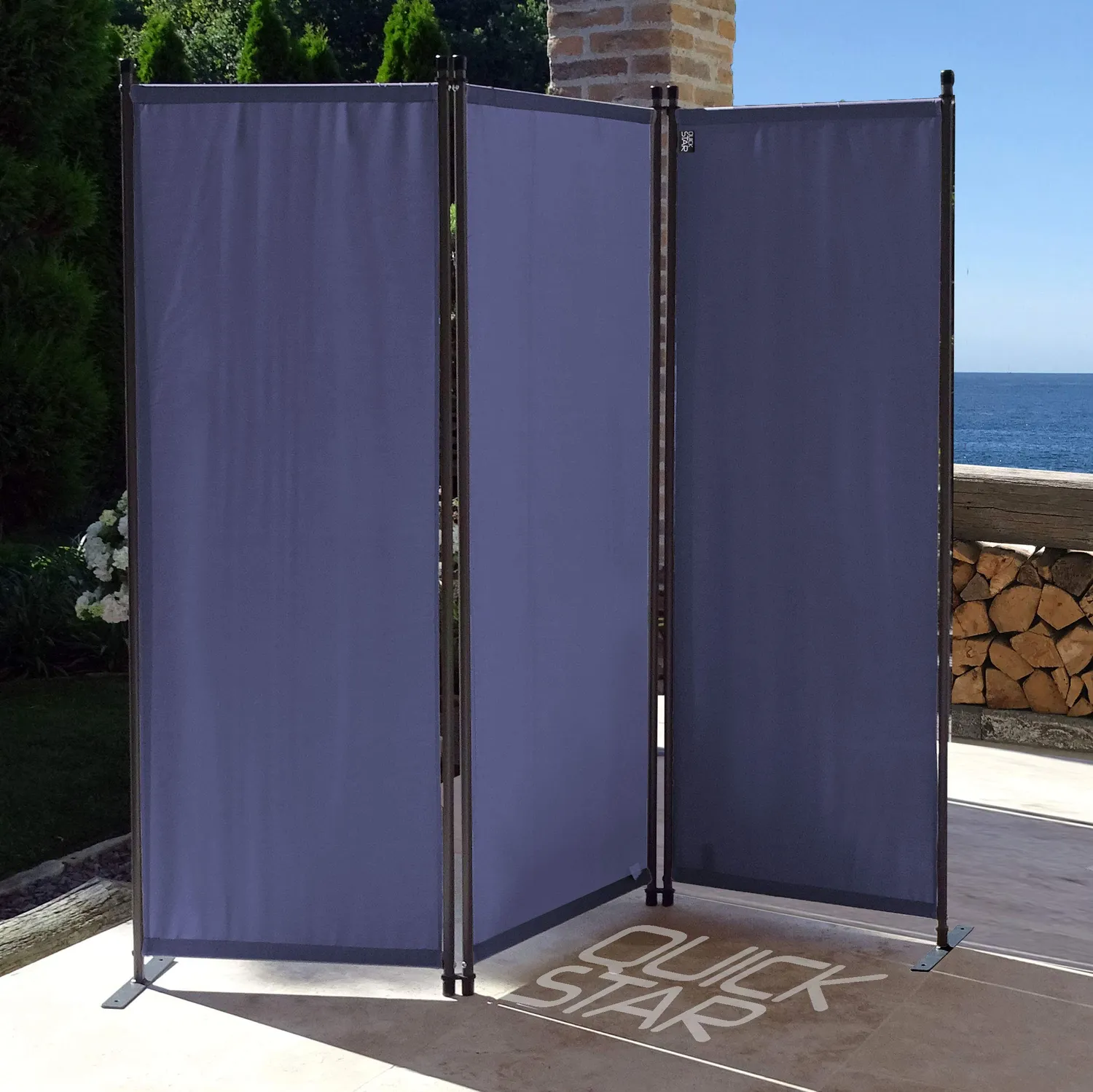 Quick Star 170x165 cm Paravento 3 Ante Blu 2 Pezzi