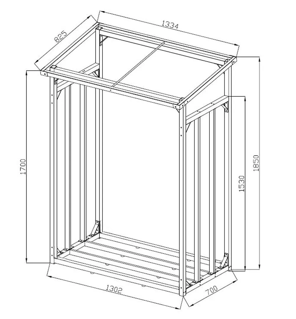 Quick Star scaffale legna alluminio 130x70x185 cm 2 pezzi con tetto