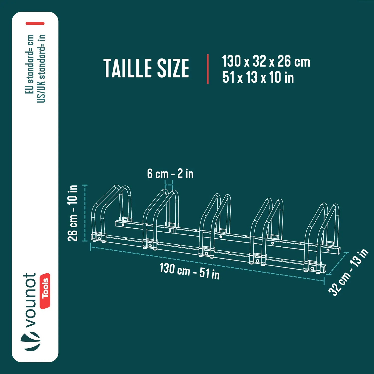 VOUNOT Rastrelliera Bici 5 Posti Nera in Metallo