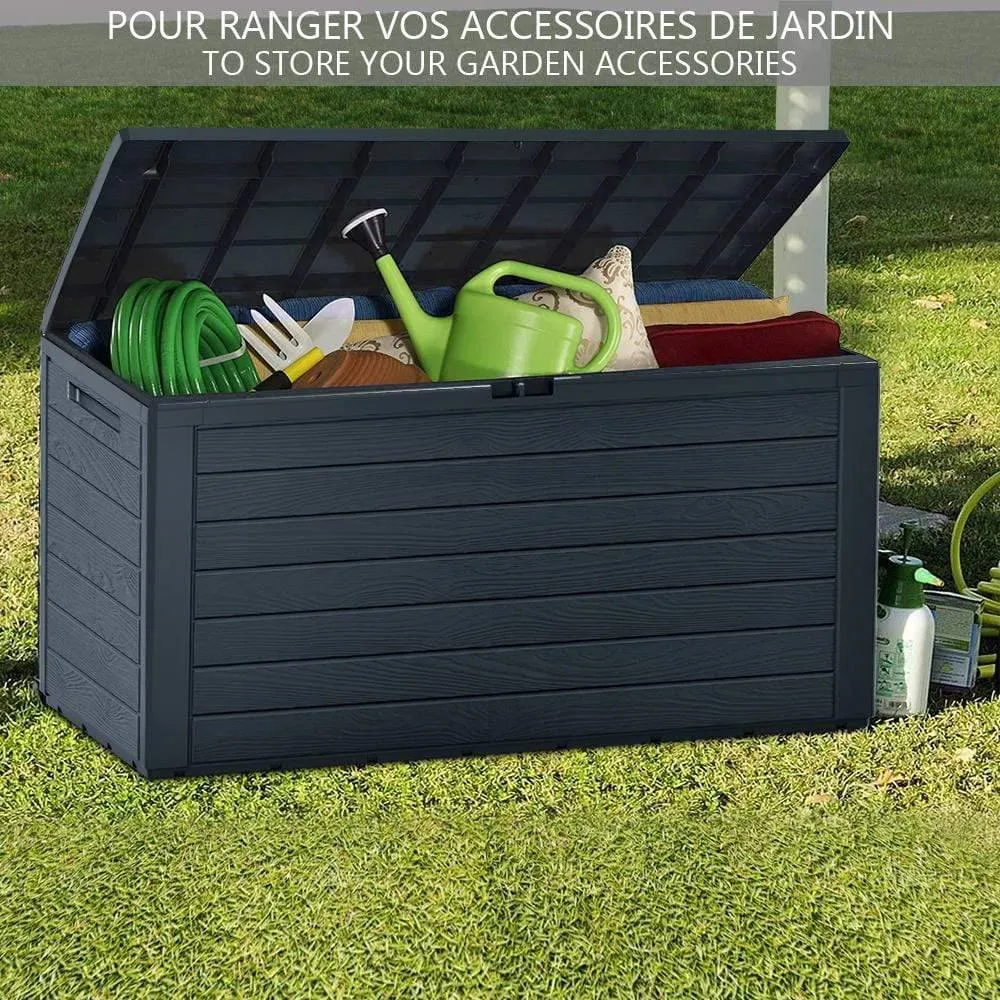 VOUNOT Baule da Esterno 280L Antracite Effetto Legno