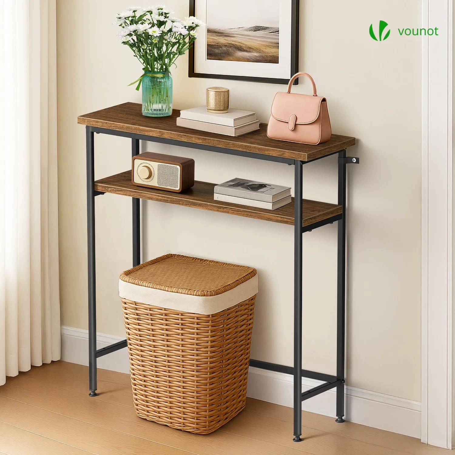 VOUNOT Consolle Ingresso 80x24x80cm Marrone Industriale