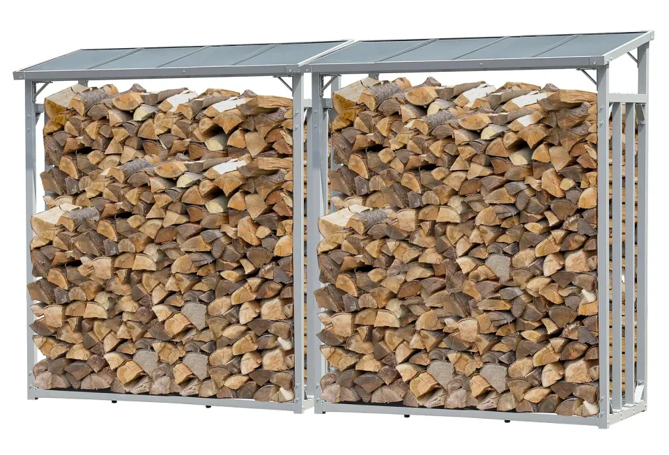 Quick Star scaffale legna alluminio 130x70x185 cm 2 pezzi con tetto