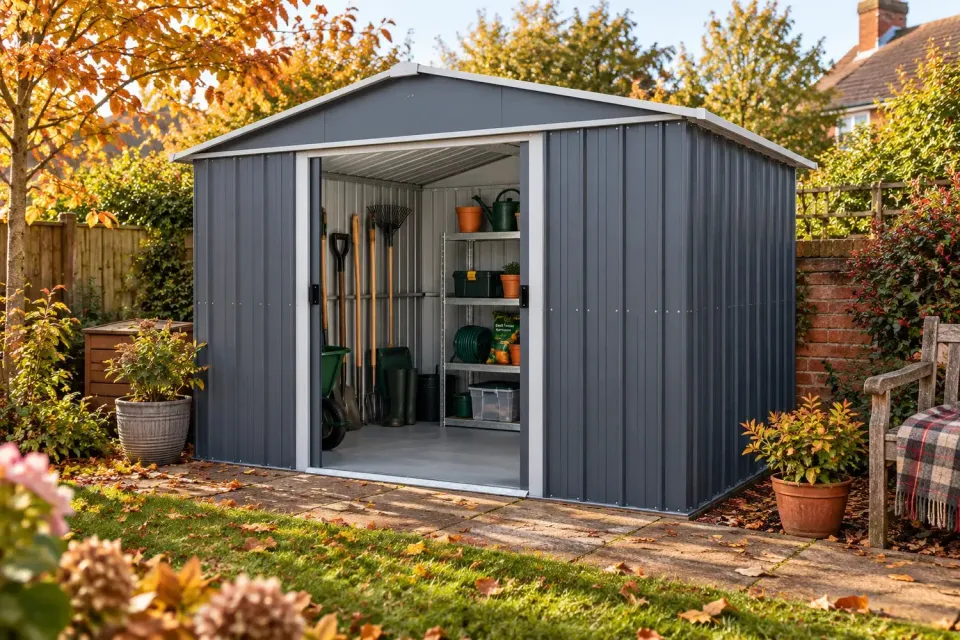 Yardmaster Castleton Apex 10x8 capanno metallo grigio