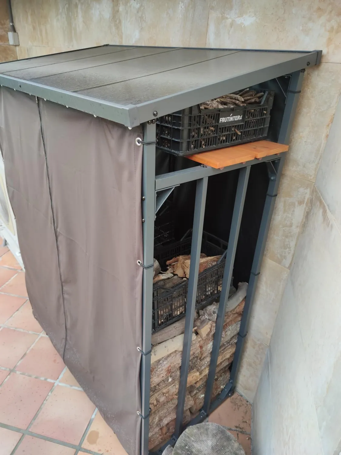 QUICK STAR Scaffale Legna 185x70x185 cm Tetto Spiovente Antracite