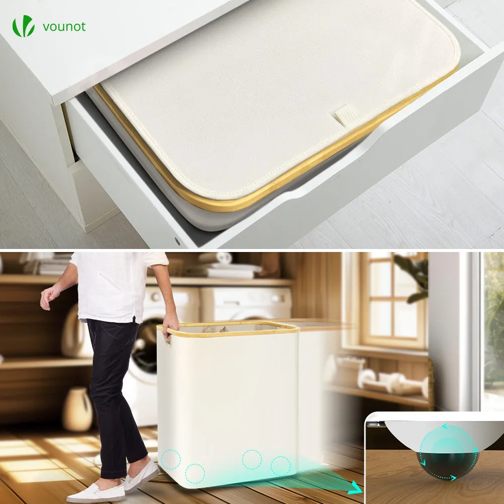 VOUNOT Cesto Portabiancheria Pieghevole Beige 145L in Bambù