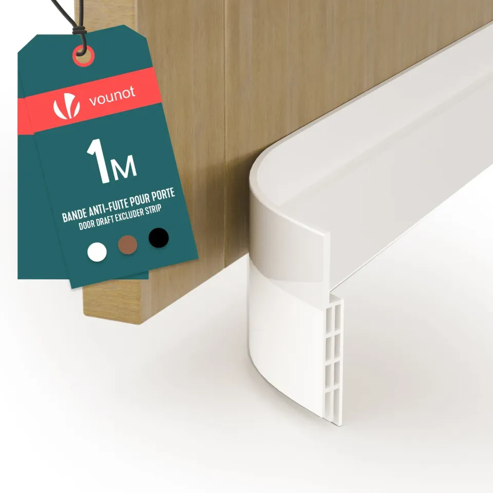 VOUNOT Paraspifferi Porta Adesivo TPE Bianco 100cm Isolante